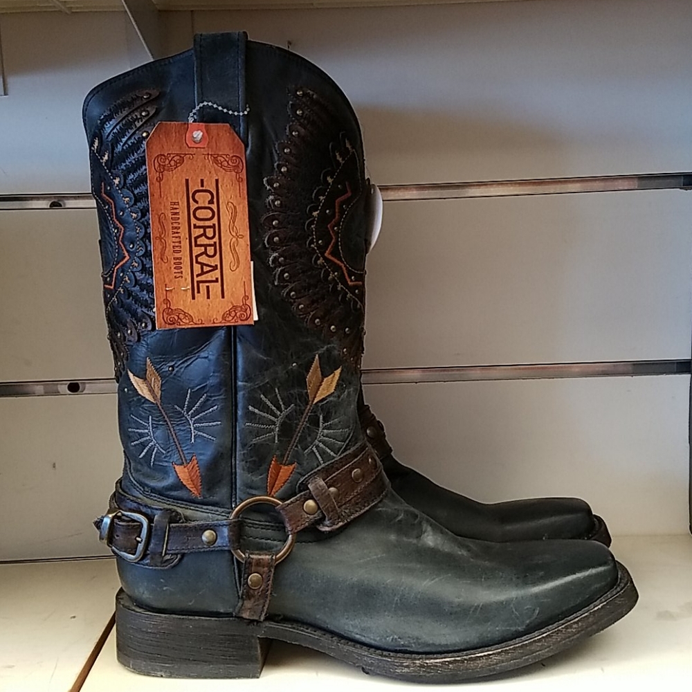 New Men's Corral Black Eagle  A3614 biker boot - Picture 2 of 8